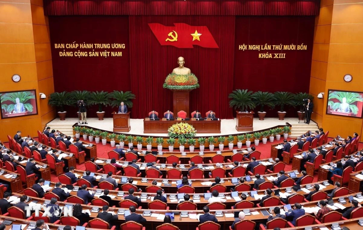 Phiên khai mạc Hội nghị lần thứ 14 Ban Chấp hành Trung ương Đảng khóa XIII. (Ảnh: Lâm Khánh/TTXVN)