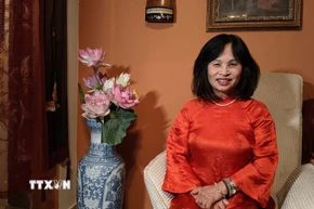 Bà Lê Thị Bích Hường trả lời phỏng vấn của phóng viên TTXVN. (Ảnh: Dương Hoa/TTXVN)