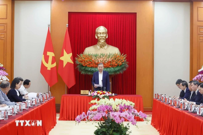 Tổng Bí thư Tô Lâm phát biểu. (Ảnh: Thống Nhất/TTXVN)