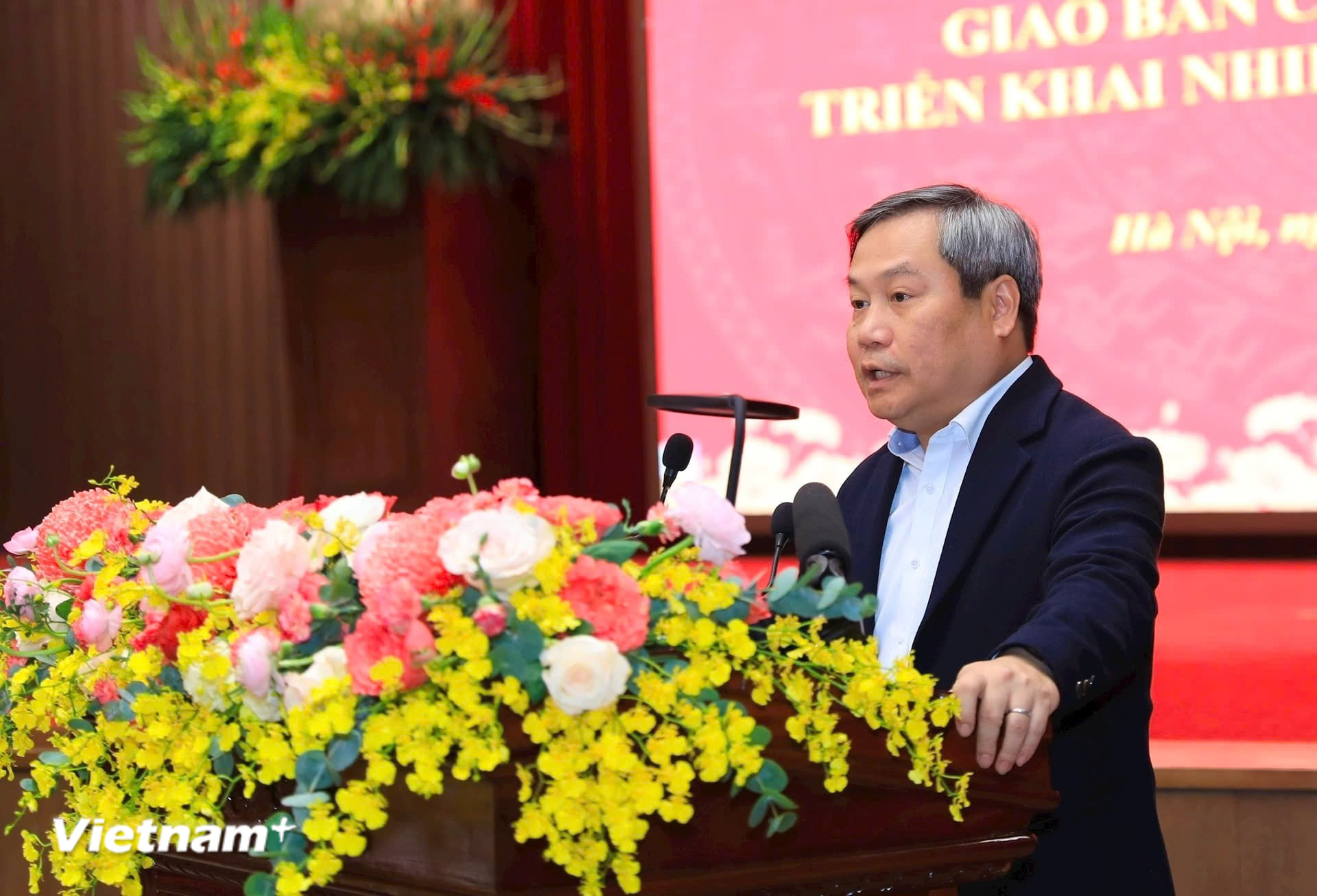 Chủ tịch UBND thành phố Hà Nội Vũ Đại Thắng phát biểu chỉ đạo tại Hội nghị. (Ảnh: Vũ Quang/TTXVN)