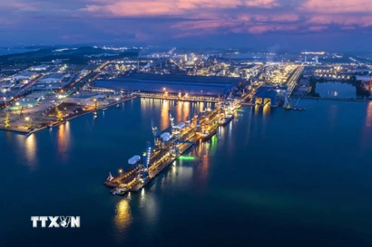 Cảng tổng hợp Công ty cổ phần Hòa Phát Dung Quất nằm trong khu kinh tế Dung Quất. (Ảnh: TTXVN phát)
