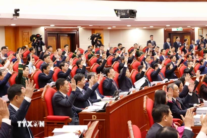 Hội nghị lần thứ nhất Ban Chấp hành Trung ương Đảng khóa XIV. (Ảnh: TTXVN)