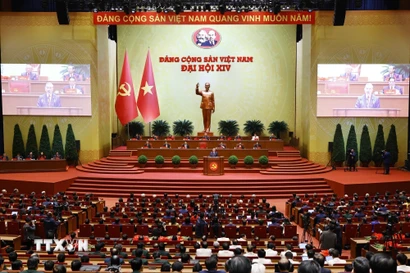 Phiên bế mạc Đại hội XIV của Đảng. (Ảnh: TTXVN)