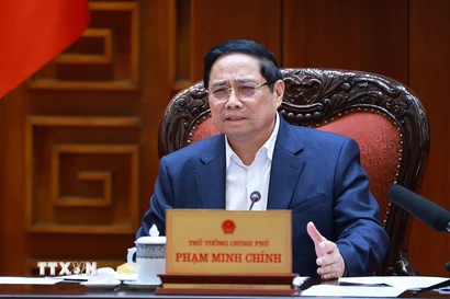 Thủ tướng Phạm Minh Chính chủ trì họp Thường trực Chính phủ về công tác chuẩn bị tổ chức Lễ khởi công, khánh thành, thông xe kỹ thuật các công trình, dự án trọng điểm. (Ảnh: Dương Giang/TTXVN)Ảnh minh họa. 