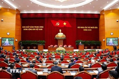 Phiên bế mạc Hội nghị lần thứ 14 Ban Chấp hành Trung ương Đảng khóa XIII. (Ảnh: Thống Nhất/TTXVN)