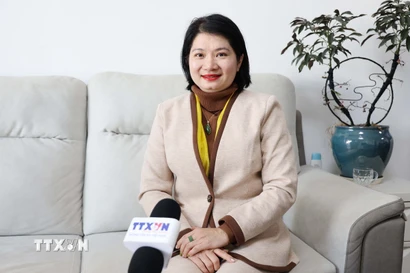Tiến sỹ Phạm Thị Thanh Loan trả lời phỏng vấn phóng viên TTXVN tại Trung Quốc. (Ảnh: Công Tuyên/TTXVN)