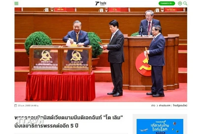 Báo Thairath của Thái Lan đưa tin về Đại hội đại biểu toàn quốc lần thứ XIV của Đảng Cộng sản Việt Nam diễn ra từ ngày 19-23/1/2026. (Ảnh: TTXVN phát)