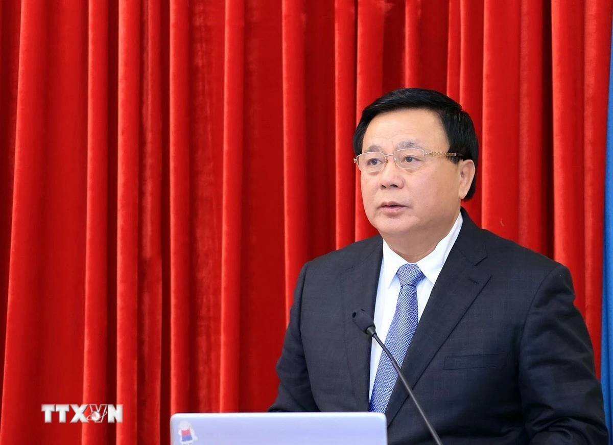 Giáo sư, Tiến sỹ Nguyễn Xuân Thắng, Ủy viên Bộ Chính trị, Giám đốc Học viện Chính trị Quốc gia Hồ Chí Minh, Chủ tịch Hội đồng Lý luận Trung ương. (Ảnh: Tuấn Anh/TTXVN)