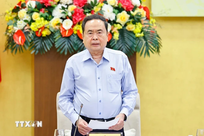 Chủ tịch Quốc hội Trần Thanh Mẫn, Chủ tịch Hội đồng Bầu cử quốc gia. (Ảnh: Doãn Tấn/TTXVN)