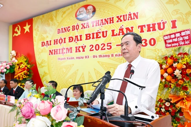 Chủ tịch Quốc hội Trần Thanh Mẫn phát biểu chỉ đạo Đại hội. (Ảnh: Doãn Tấn/TTXVN)