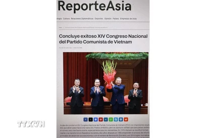Bài viết “Đại hội đại biểu toàn quốc lần thứ 14 của Đảng Cộng sản Việt Nam kết thúc tốt đẹp” đăng trên trang reporteasia.com. (Nguồn: TTXVN phát)