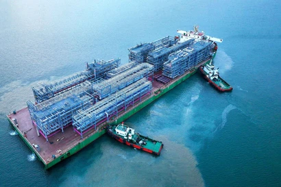 Gần 2.000 tấn Module “Made in Vietnam” do Doosan Vina sản xuất lên đường đến thị trường Hoa Kỳ. (Nguồn: TTXVN phát)