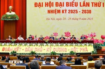 Sáng 24/9/2025, tại Hà Nội, Đại hội đại biểu Đảng bộ Quốc hội lần thứ I, nhiệm kỳ 2025-2030 tiến hành Phiên trù bị và ngày làm việc thứ nhất của Đại hội. (Ảnh: Doãn Tấn/TTXVN)