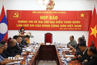 Quang cảnh buổi họp báo. (Nguồn: TTXVN phát)