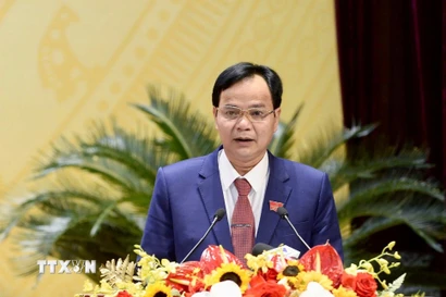 Giám đốc Sở Khoa học và Công nghệ Thanh Hóa Trần Duy Bình khẳng định các văn kiện đã được chuẩn bị công phu, kỹ lưỡng, khoa học, có nhiều điểm mới, có tầm chiến lược. (Ảnh: Hoa Mai/TTXVN)