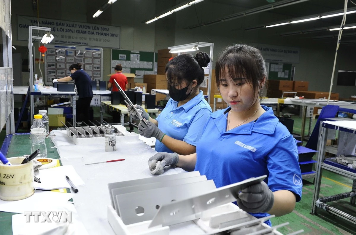 Công nhân tại một khu công nghiệp. (Ảnh Mạnh Khánh/TTXVN)