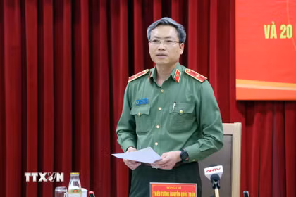 Thiếu tướng Nguyễn Quốc Toản, Chánh Văn phòng Bộ Công an. (Ảnh: Phạm Kiên/TTXVN)