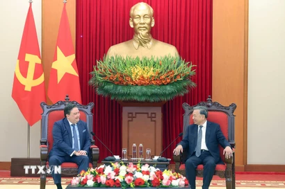 Tổng Bí thư Tô Lâm tiếp Đại sứ Hoa Kỳ Marc Knapper. (Ảnh: Thống Nhất/TTXVN)