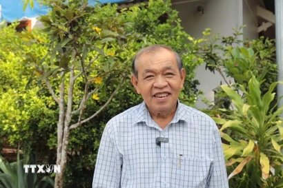 Ông Nguyễn Thành Chinh (Chủ tịch Hội Người cao tuổi, Ban Chấp hành Hội Nông dân xã Tân Hội, tỉnh Tây Ninh) đặt niềm tin vào sự lãnh đạo của Đảng. (Ảnh: Thanh Tân/TTXVN)