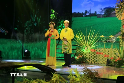 Thí sinh dự thi vòng thi “Cất cánh” của Chương trình Tài tử miệt vườn mùa 3 tại Đồng Tháp. (Ảnh: Nhựt An/TTXVN)