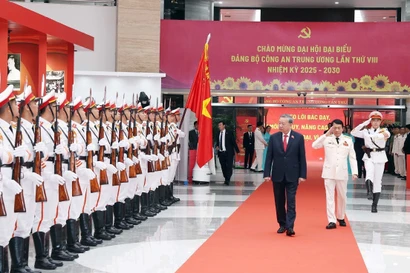 Tổng Bí thư Tô Lâm dự Đại hội đại biểu Đảng bộ Công an Trung ương lần thứ VIII. (Ảnh: Thống Nhất/TTXVN)