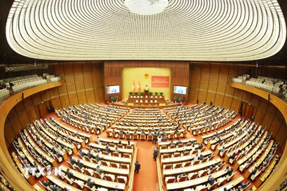 Quang cảnh Hội nghị toàn quốc nghiên cứu, học tập, quán triệt và triển khai thực hiện Nghị quyết Đại hội XIV của Đảng tại điểm cầu chính Hội trường Diên Hồng, Nhà Quốc hội, chiều 7/2. (Ảnh: Phương Hoa/TTXVN)