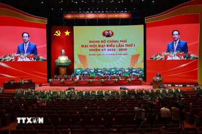 Đồng chí Phạm Minh Chính, Ủy viên Bộ Chính trị, Bí thư Đảng ủy, Thủ tướng Chính phủ phát biểu chỉ đạo. (Ảnh: Dương Giang/TTXVN)