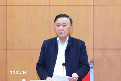 Đồng chí Trần Cẩm Tú, Ủy viên Bộ Chính trị, Thường trực Ban Bí thư, Trưởng Tiểu ban Tổ chức phục vụ Đại hội XIV phát biểu. (Ảnh: Phương Hoa/TTXVN)