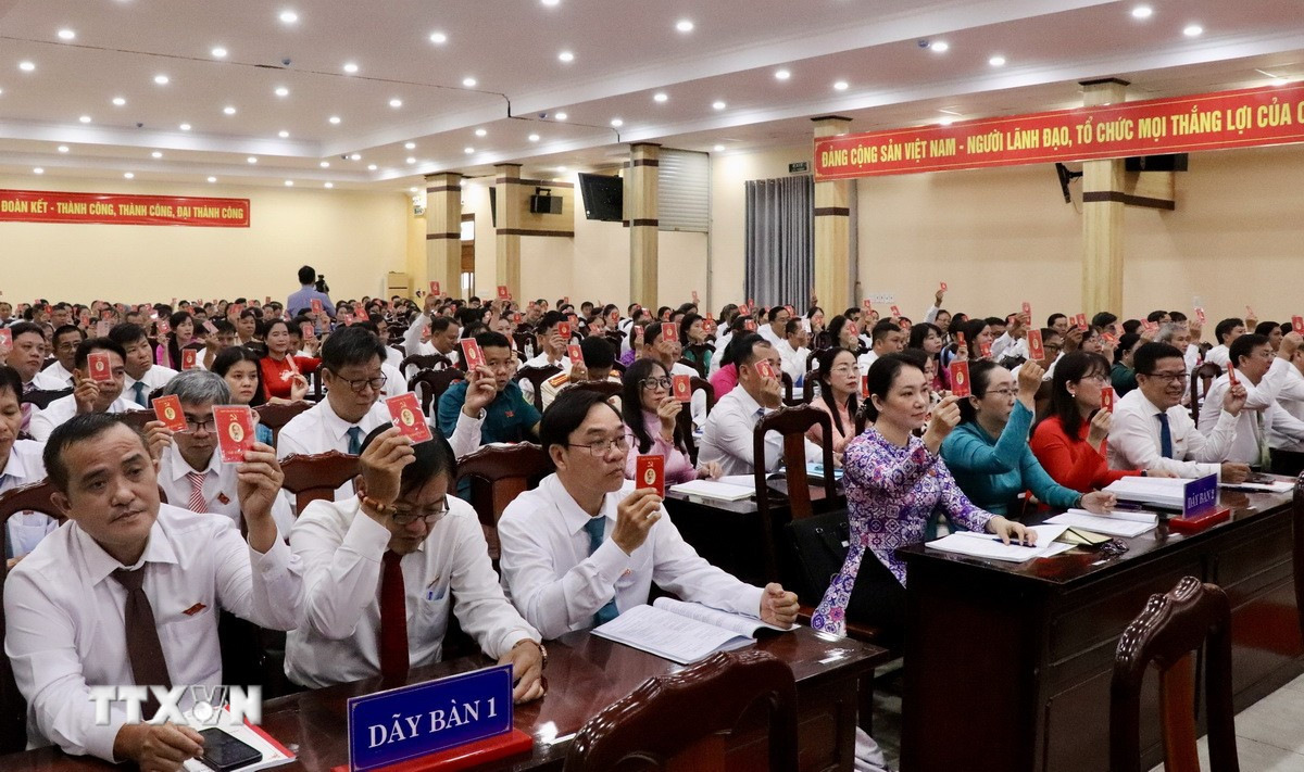 Đại hội đại biểu Đảng bộ phường Châu Đốc (An Giang).(Ảnh: Thanh Sang/TTXVN) ttxvn-chau-doc-an-giang-nhiem-ky-2025-2030-8225584.jpg