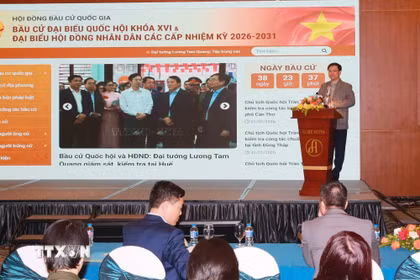 Quang cảnh buổi tập huấn tuyên truyền. (Ảnh: Trọng Đức/TTXVN)