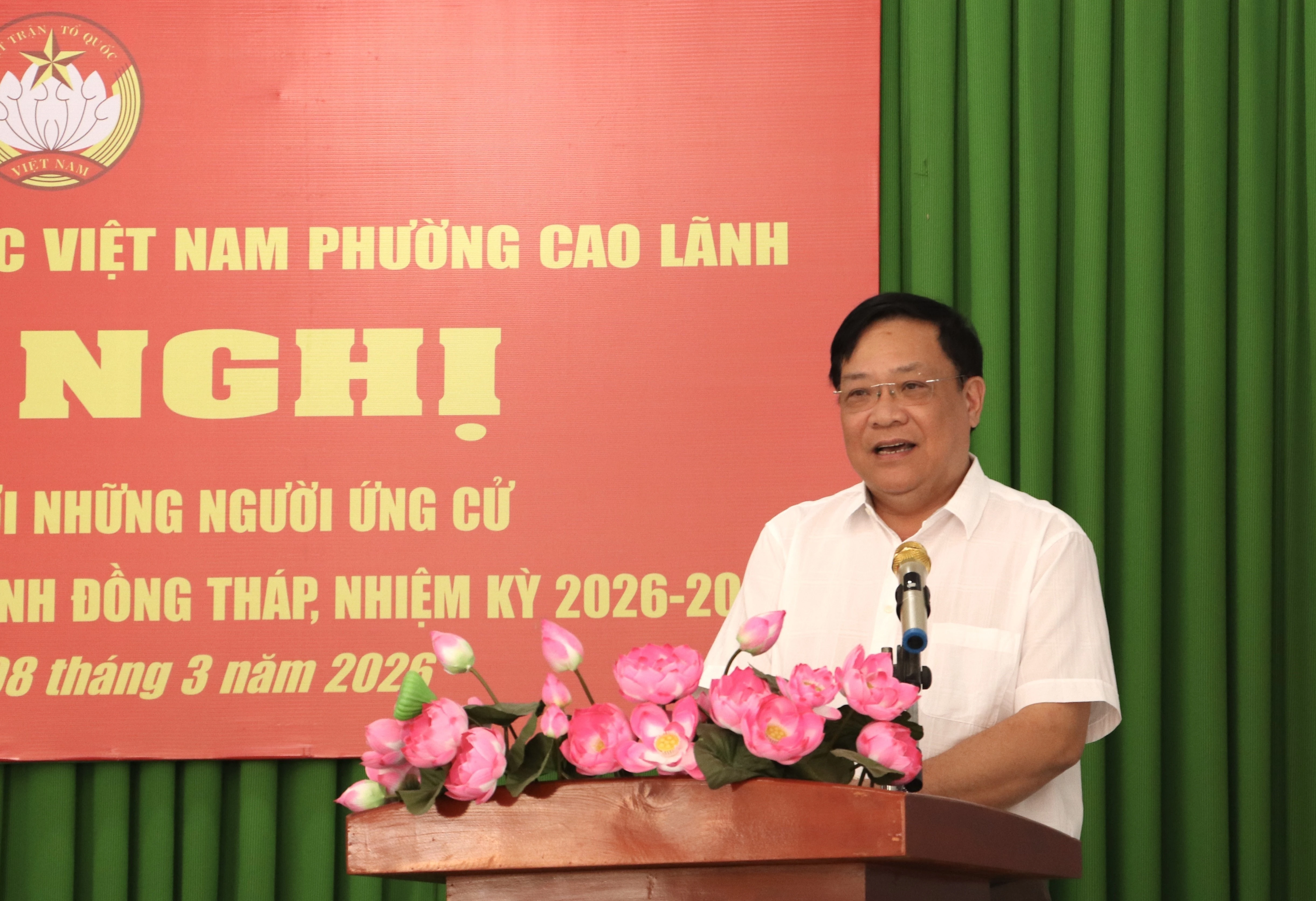 Ông Phạm Thành Ngại - Chủ tịch UBND tỉnh Đồng Tháp đặt ra các mục tiêu hoàn thành khi trúng cử đại biểu Hội đồng nhân dân tỉnh Đồng Tháp. (Ảnh: Hồng Nhung/TTXVN)
