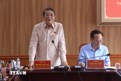 Phó Chủ tịch Quốc hội Nguyễn Đức Hải phát biểu tại buổi giám sát. (Ảnh: Tuấn Phi/TTXVN)